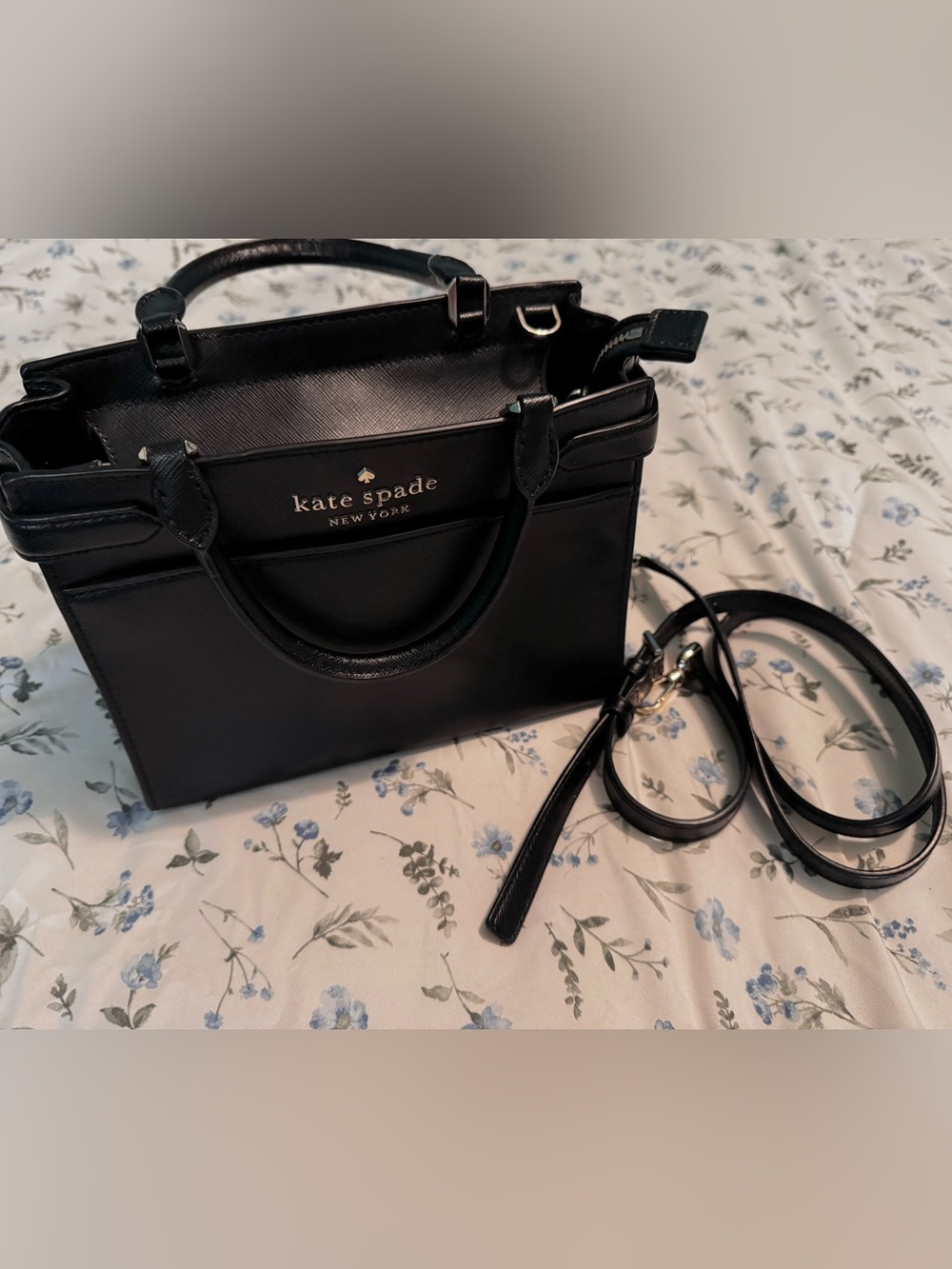 kate spade Black Leather Mini Satchel with Detachable Strap